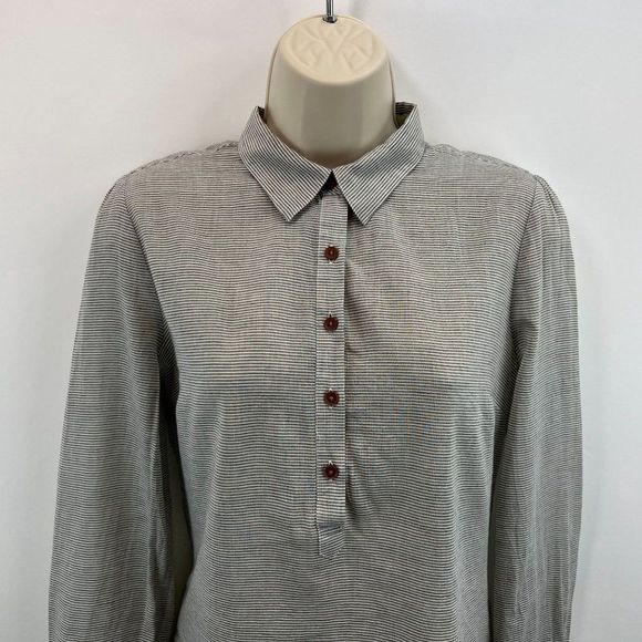 Birds of Paradis Trovata Womens Sz S Cotton Striped Lace Blouse - Picture 2 of 8